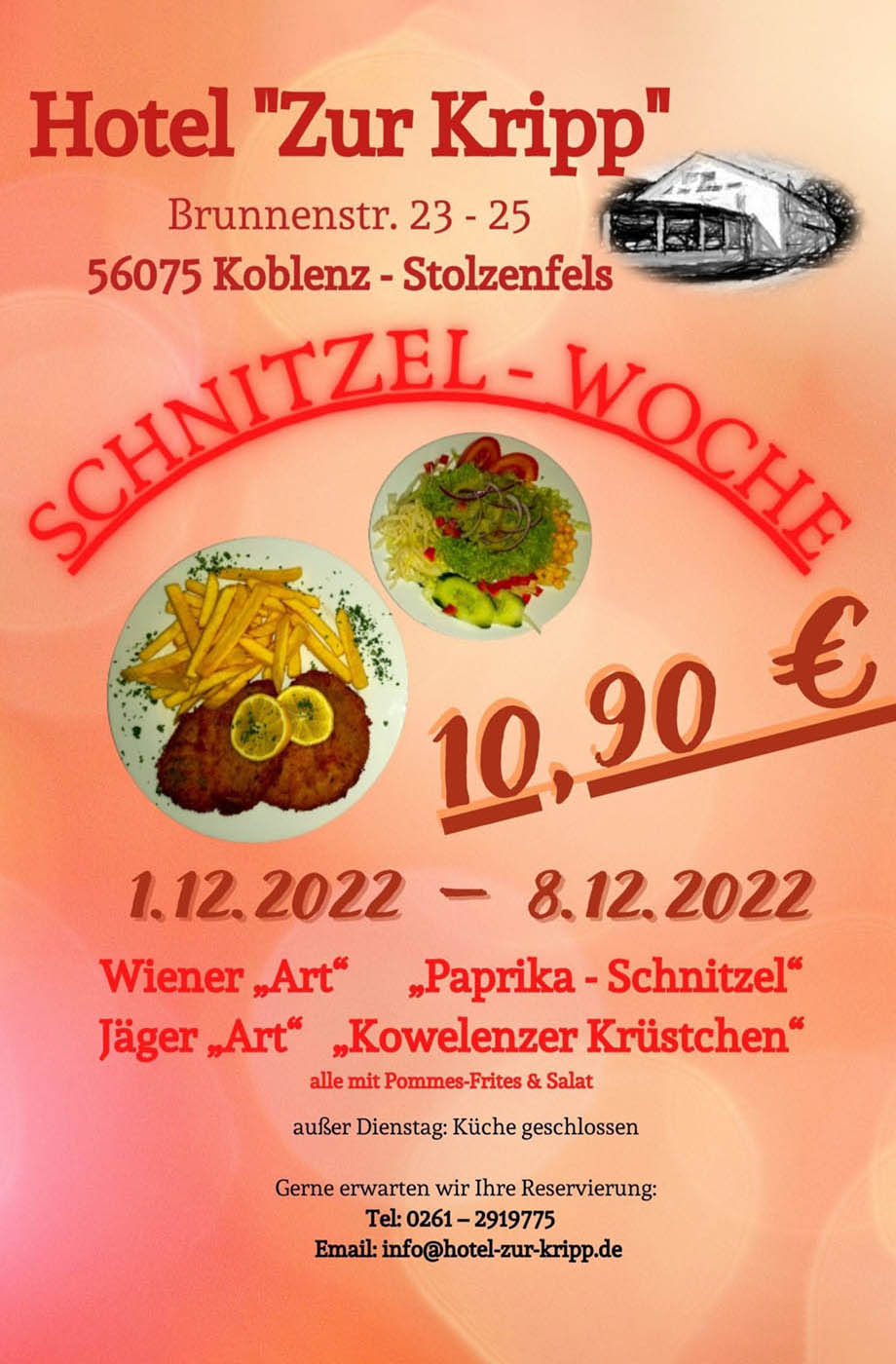 Hotel Zur Kripp - Schnitzel-Woche vom 1.12.2022 – 8.12.2022
