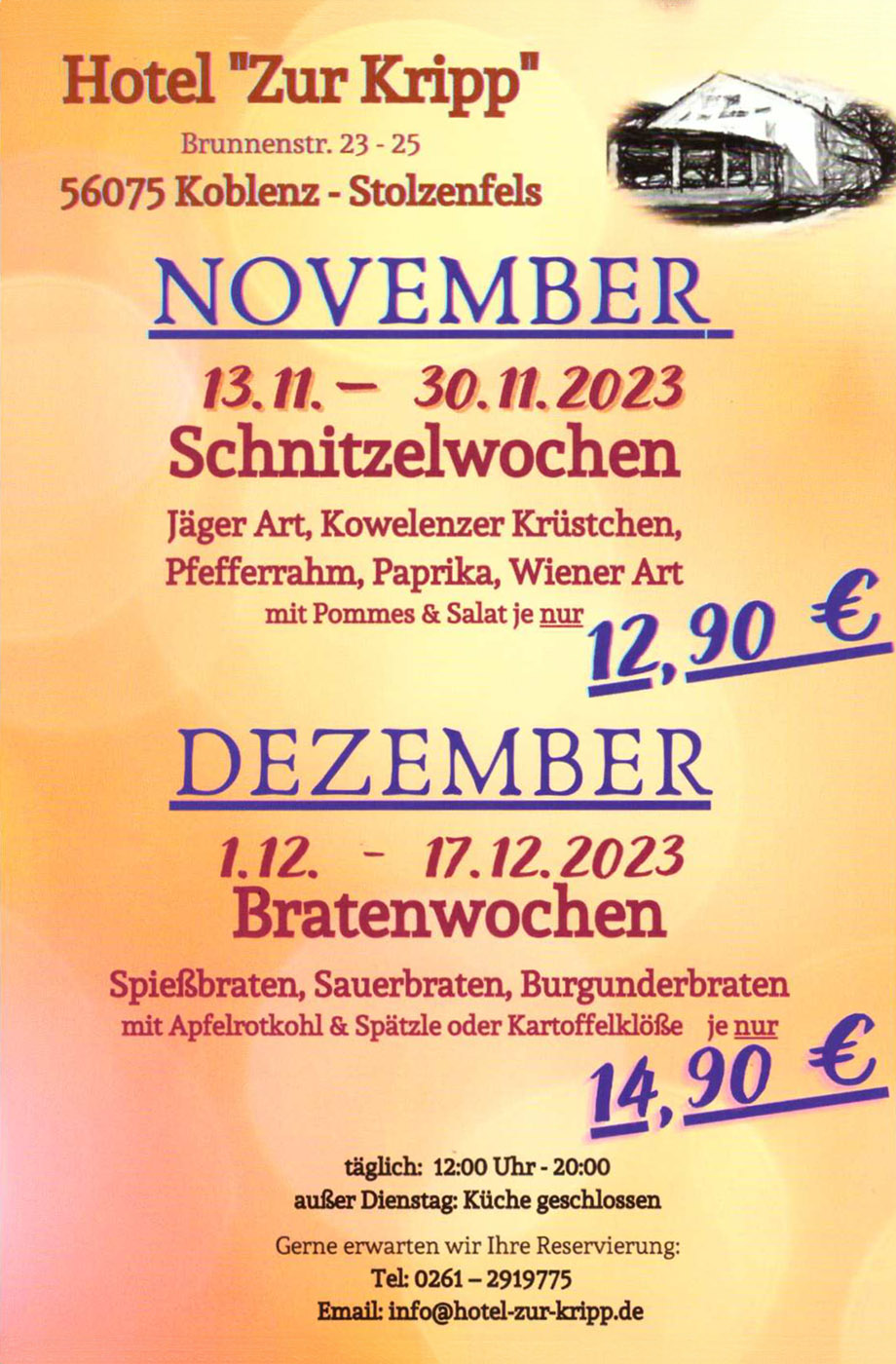 Hotel Zur Kripp - Schnitzelwochen-Bratenwochen - Angebot 2023